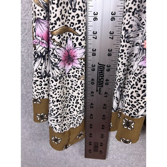 WHBM Maxi Dress Women's M Multicolor Leopard Floral Sleeveless Tie Waist Stretch - Picture 3 of 8